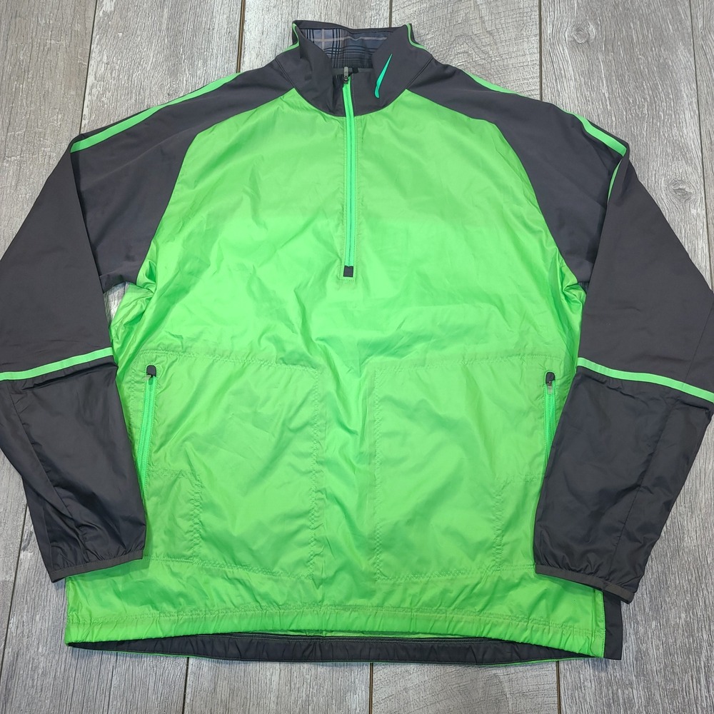 Nike Golf Windbreaker Mens XL Green Grey Half Zip Pullover 1/4 Zip Lightweight